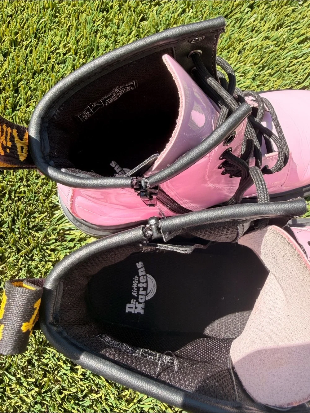 Dr. Martens shiny bubblegum